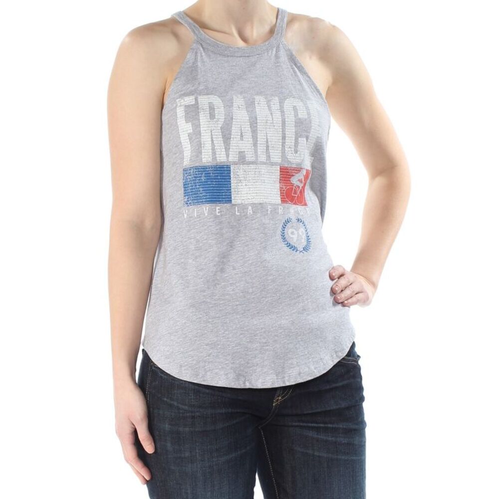 GOLD CRUSH Womens Top Gray Sleeveless Halter Printed Tank Top Juniors S